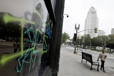 Downtown Los Angeles vandalized after protests. 'It's kind of the usual,' residents say