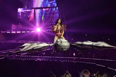 Katy Perry nearly plummets from floating butterfly as giant prop malfunctions during her show
