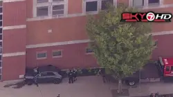 Stolen car hits building in Mattapan